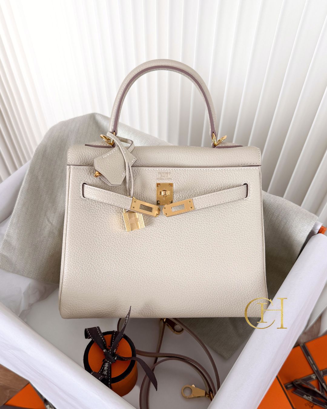 Hermès Kelly 25 Craie