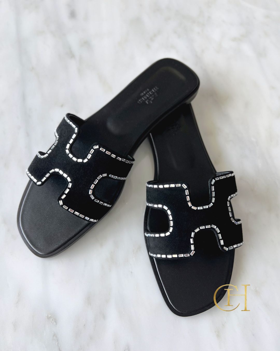 Hermès Oran — чёрные со стразами